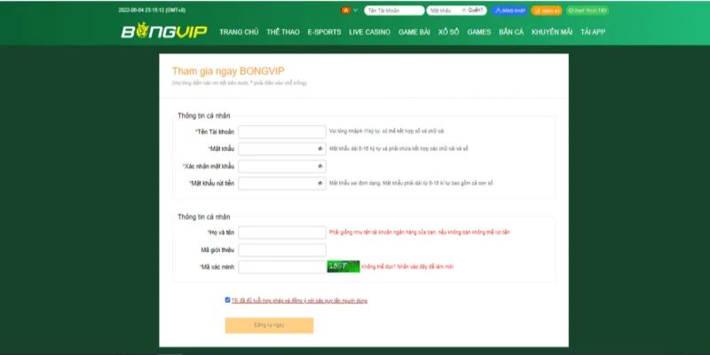 Hướng dẫn anh em cách đăng ký Bongvip nhanh chóng năm 2025